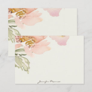 Carte De Correspondance Fleur aquarelle rose personnalisée
