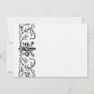 Carte De Correspondance Fleur Blanc Noir Personnalisé Merci Note