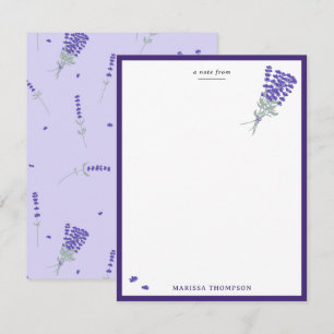 Carte De Correspondance Fleur botanique sauvage lavande pourpre