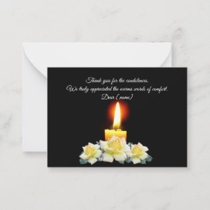 Carte De Correspondance Fleur de bougie après Merci funéraire