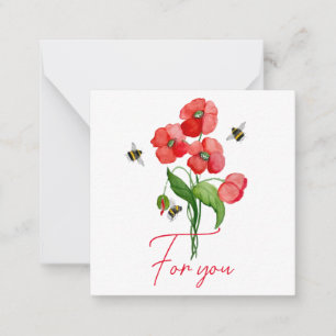 Carte De Correspondance Fleur de coquelicot et bourdons
