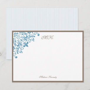 Carte De Correspondance Fleur de Lis Bleu Français Personnalisé