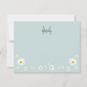 Carte De Correspondance Fleur de marguerite mignonne Monogramme Turquoise 