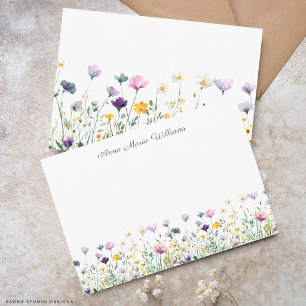 Carte De Correspondance Fleur de Monogramme Aquarelle Fleur Sauvage