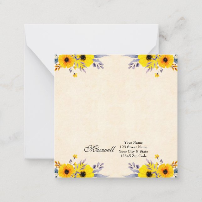 Carte De Correspondance Fleur de tournesol (Devant)