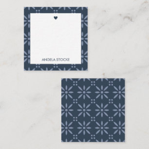 Carte De Correspondance Fleur Rétro Bleu Marine Personnalisée