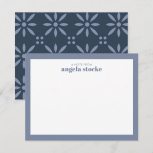 Carte De Correspondance Fleur Rétro Bleu Poussiéreux Personnalisée