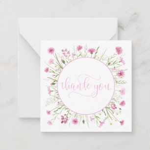 Carte De Correspondance Fleur sauvage rose profond Merci personnalisé