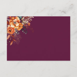 Carte De Correspondance Fleurs automnales élégantes bordeaux