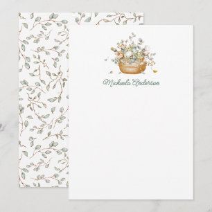 Carte De Correspondance Fleurs botaniques modernes simples & Feuilles élég
