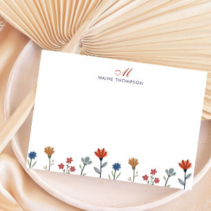 Carte De Correspondance Fleurs colorées simples Script Monogrammes Grilles
