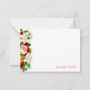 Carte De Correspondance Fleurs d'aquarelle manuscrites colorées