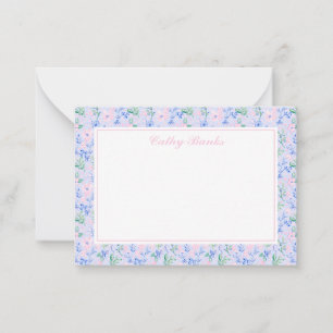 Carte De Correspondance Fleurs d'aquarelle Preppy Papeterie personnalisée