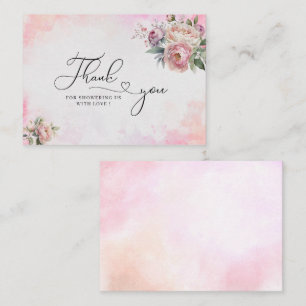 Carte De Correspondance Fleurs d'aquarelle rose pâle baby shower merci
