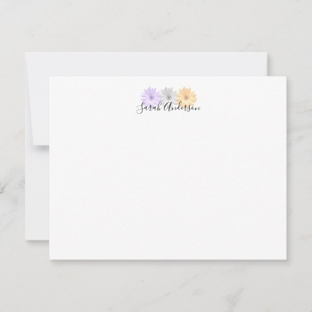 Carte De Correspondance Fleurs de marguerite jaune violet personnalisées (Devant)