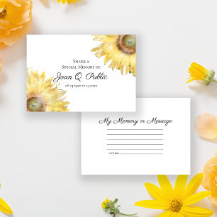 Carte De Correspondance Fleurs de soleil jaunes Partager une mémoire funér
