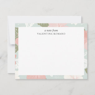 Carte De Correspondance Fleurs d'Hibiscus Botanique Tropicale MONOGRAMME M