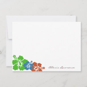 Carte De Correspondance Fleurs d'hibiscus vert tropical papeterie personna