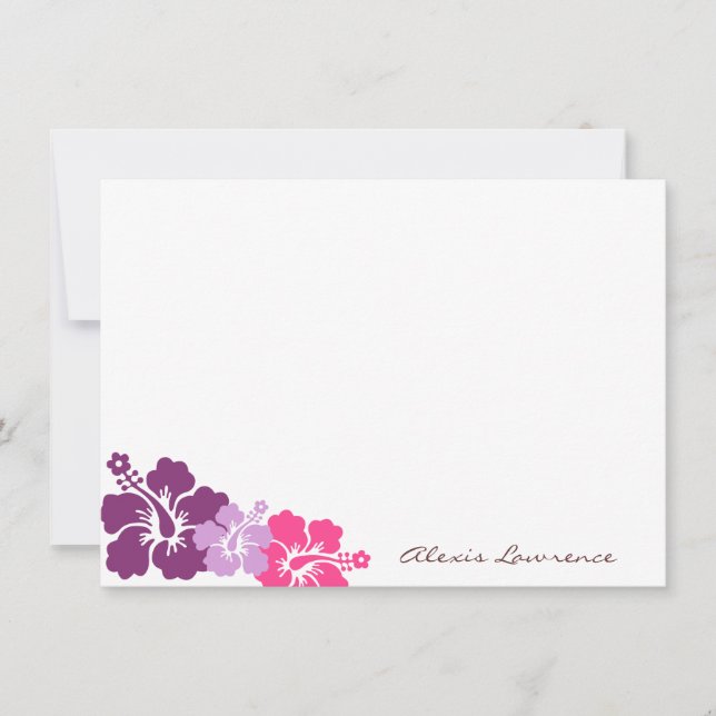 Carte De Correspondance Fleurs d'hibiscus violet tropical papeterie person (Devant)