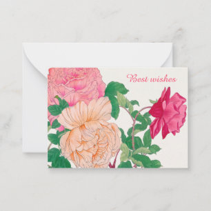 Carte De Correspondance Fleurs Roses rose et orange pâle Meilleurs voeux
