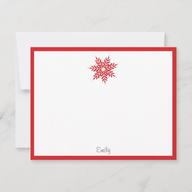 Carte De Correspondance Flocon de neige à l'aquarelle rouge   (Devant)