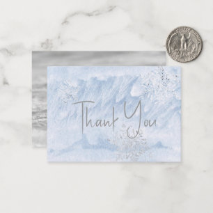 Carte De Correspondance Flocon de neige gelé hiver Baby shower bleu Merci