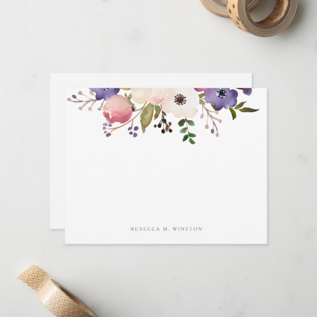Carte De Correspondance Floral Botanique Personnalisé (Devant/Arrière en situation)