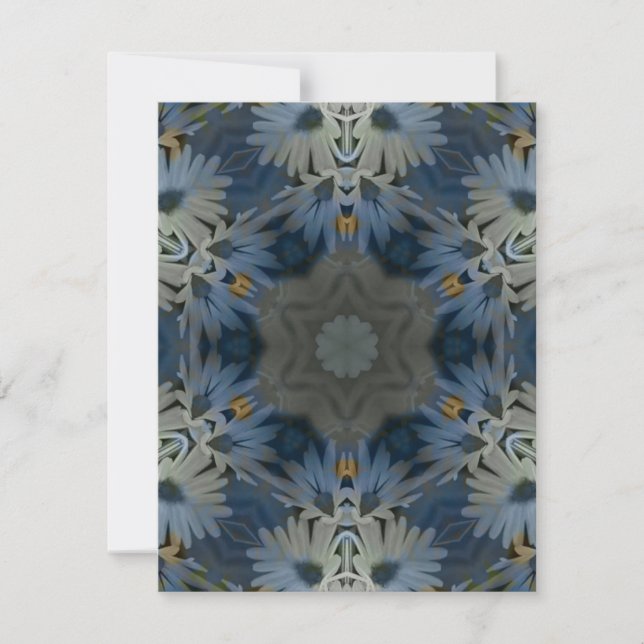 Carte De Correspondance Floral de marguerite bleu antique (Devant)