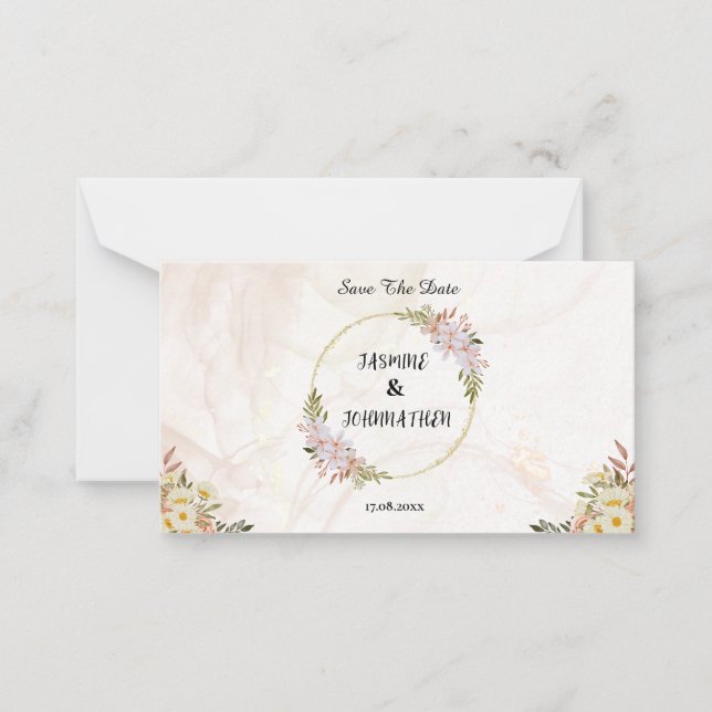 Carte De Correspondance Floral Eau couleur rouge et blanc fleurs Mariage (Devant)