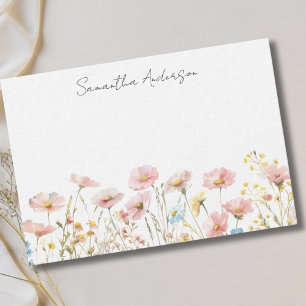 Carte De Correspondance Floral Fleur sauvage rose Personnalisé