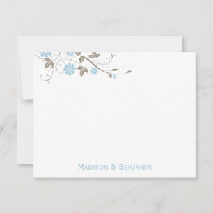 Carte De Correspondance Floral moderne Merci Note - Aqua Blue