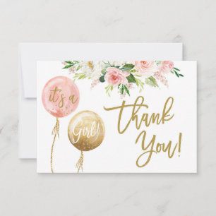Carte De Correspondance Floral rose fille merci