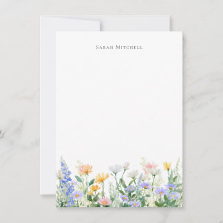 Carte de correspondance florale de jardin aquarell
