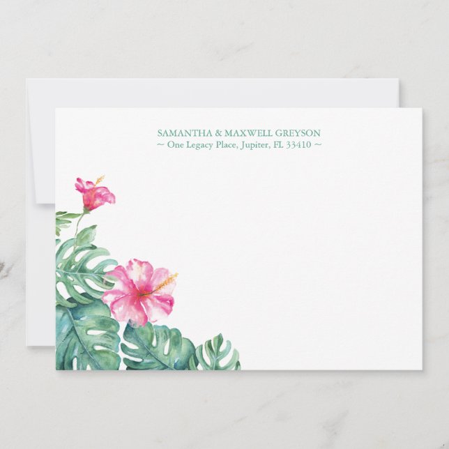 Carte De Correspondance Flore d'Hibiscus Tropical Papeterie personnalisée (Devant)