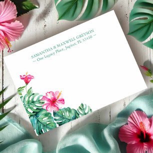 Carte De Correspondance Flore d'Hibiscus Tropical Papeterie personnalisée