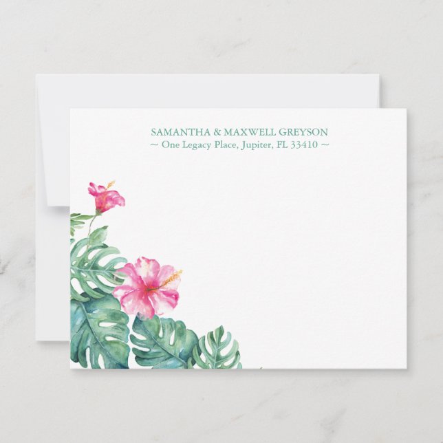 Carte De Correspondance Flore d'Hibiscus Tropical Papeterie personnalisée (Devant)