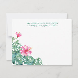 Carte De Correspondance Flore d'Hibiscus Tropical Papeterie personnalisée