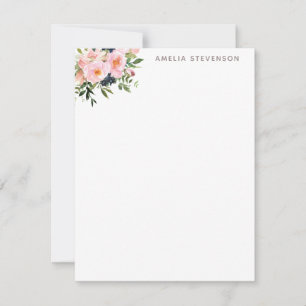 Carte De Correspondance Flores d'aquarelle rose vintage personnalisées