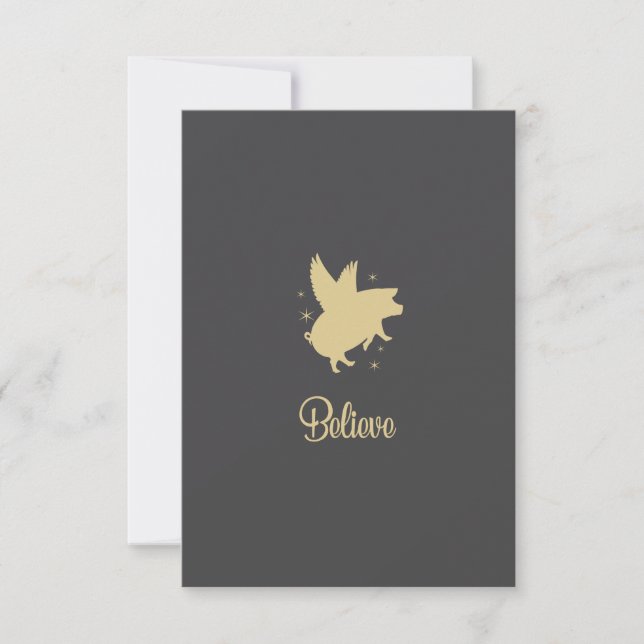 Carte De Correspondance Flying Pig Believe Flat Note Card (Devant)