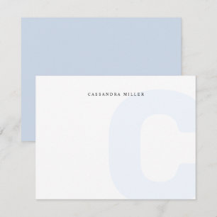 Carte De Correspondance Fond Monogramme Bleu Clair Nom Complet