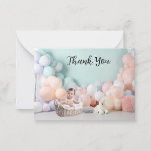 Carte De Correspondance Fond photo baby shower Merci
