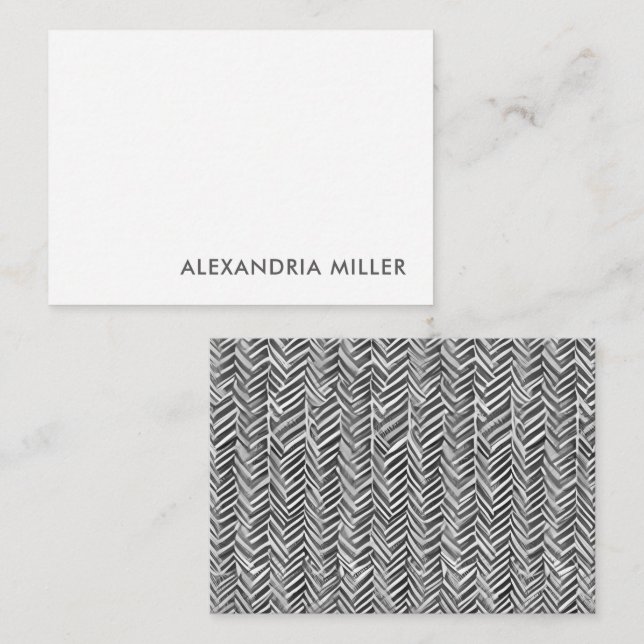 Carte De Correspondance Fonte grise élégante Herringbone Motif arrière (Devant / Derrière)