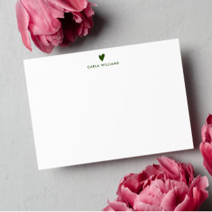 Carte De Correspondance Forest Green Doodle Heart Formal Classic Family