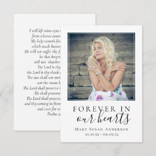Carte De Correspondance Forever in Our Hearts Photo Funeral Prayer Card