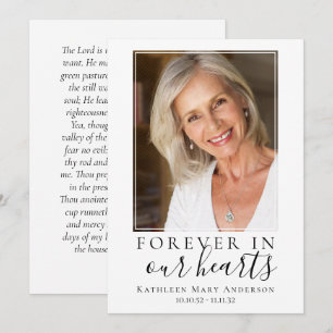 Carte De Correspondance Forever in Our Hearts Photo Funeral Prayer Card