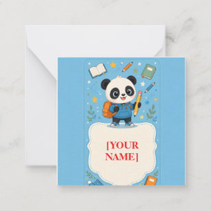 Carte De Correspondance Fournitures de rentrée scolaire Panda Mignon