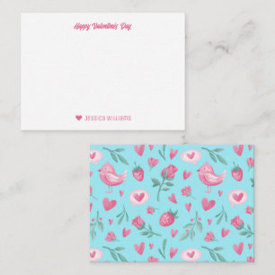 Carte De Correspondance Fraise rose vintage Saint-Valentin