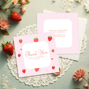Carte De Correspondance Fraises Sucrées rose Fille Merci budgétaire