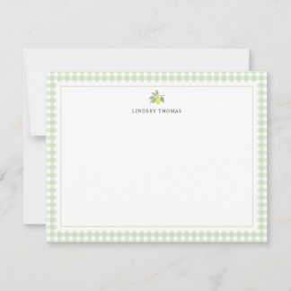 Carte De Correspondance Frontière Gingham Vert Citron Personnalisé
