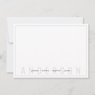 Carte De Correspondance Frontière gris foncé minimal Nom de famille